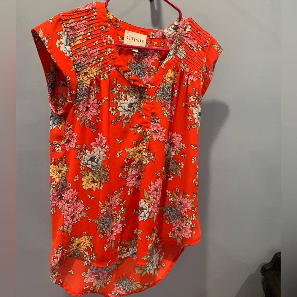 Red Floral Top